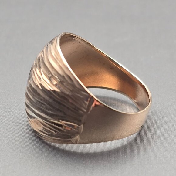 Milor Gold-Plated Sterling Silver Dome Ring Size 10 Etched Wave Texture 5.13g - Picture 2 of 10